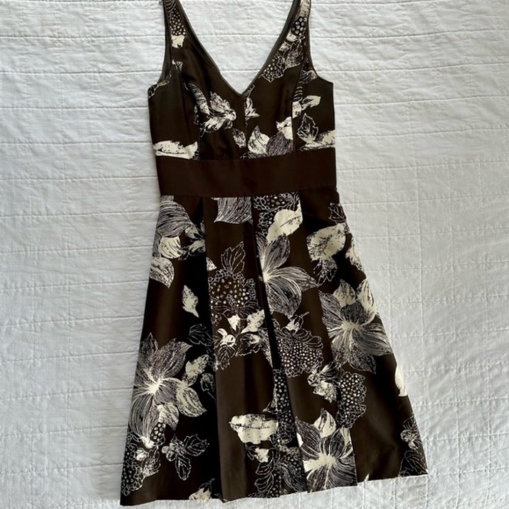 Vintage Ann Taylor silk fit and flare midi retro pinup dress Sz 10